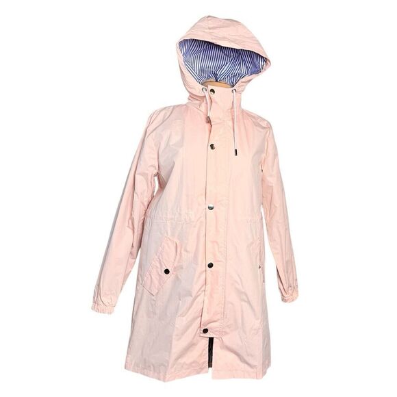 Avoogue Sz M Waterproof Raincoat Lightweight Lined Rain Jacket Hooded Striped - Picture 1 of 16